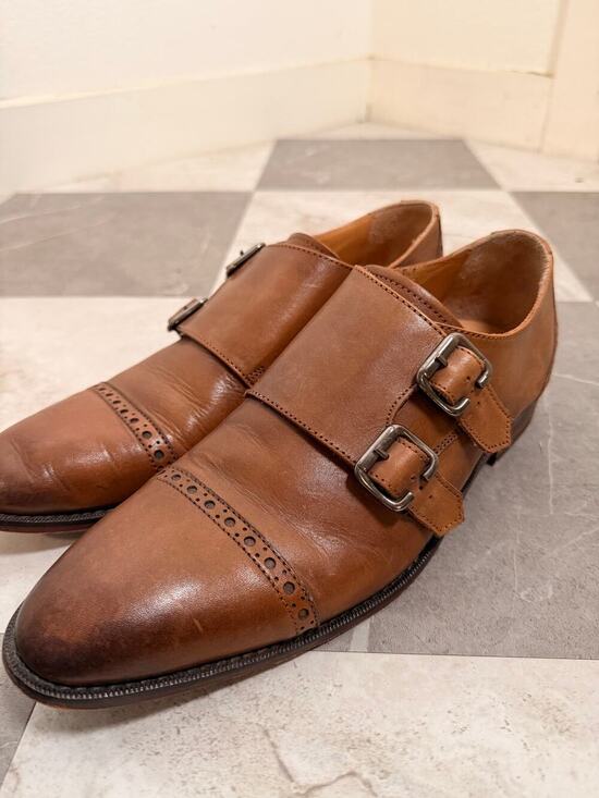 3DM Lifestyle Mens Double Monk Strap Dress Shoes Size 8 Cognac Leather Old Money main image 7